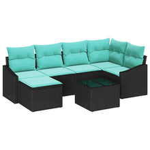 Bankstel met kussen 7 pcs Zwart poly rattan