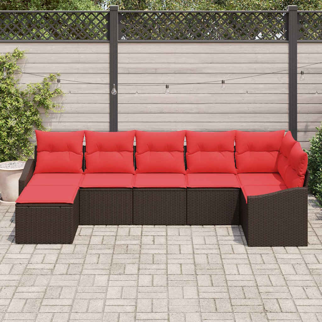Bankstel 7 st Bruin poly rattan