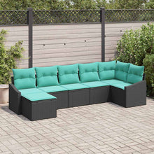 Bankstel met kussen 7 pcs Zwart poly rattan
