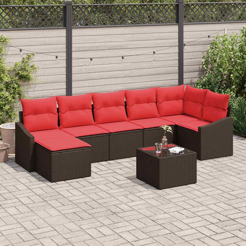 Bankstel 8 st Bruin poly rattan