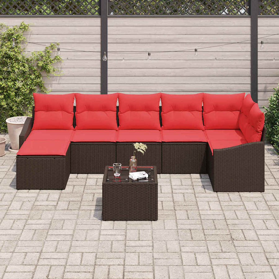 Bankstel 8 st Bruin poly rattan