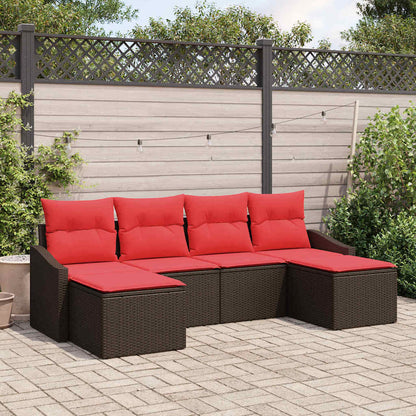 Bankstel 6 st Bruin poly rattan