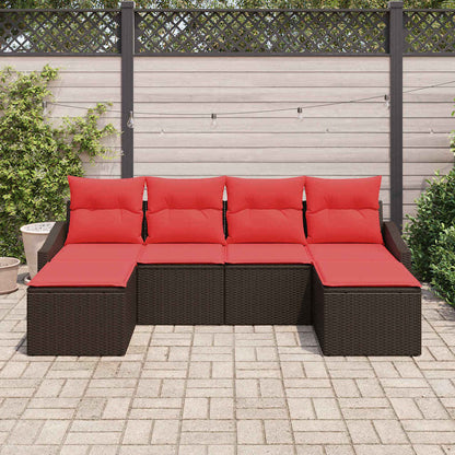 Bankstel 6 st Bruin poly rattan
