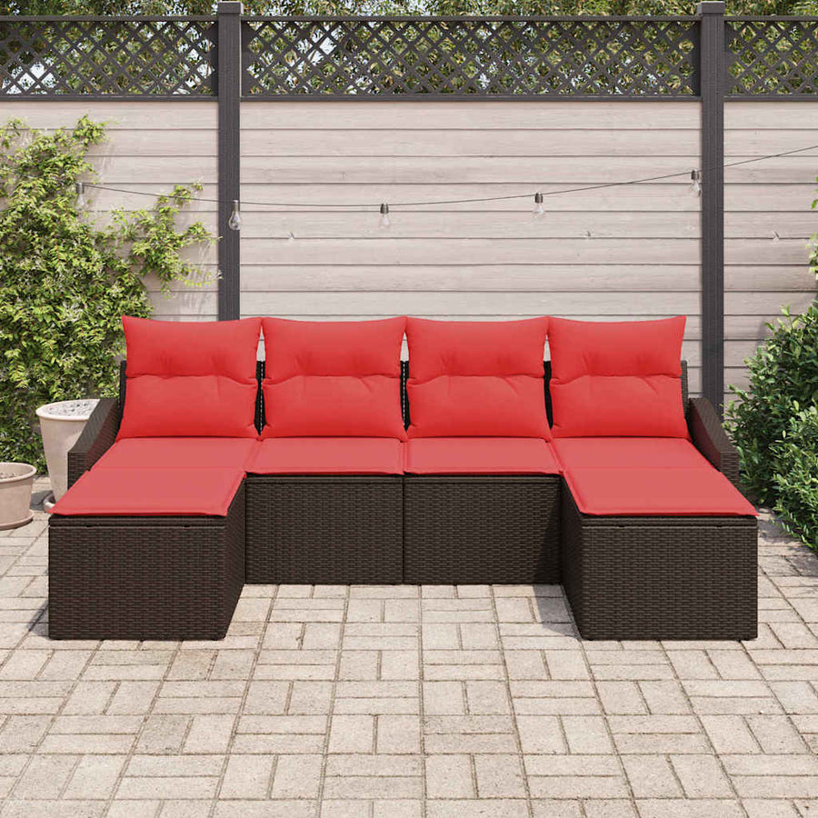 Bankstel 6 st Bruin poly rattan