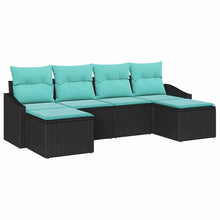 Bankstel met kussen 6 pcs Zwart poly rattan
