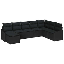 Bankstel met kussen 8 pcs Zwart poly rattan