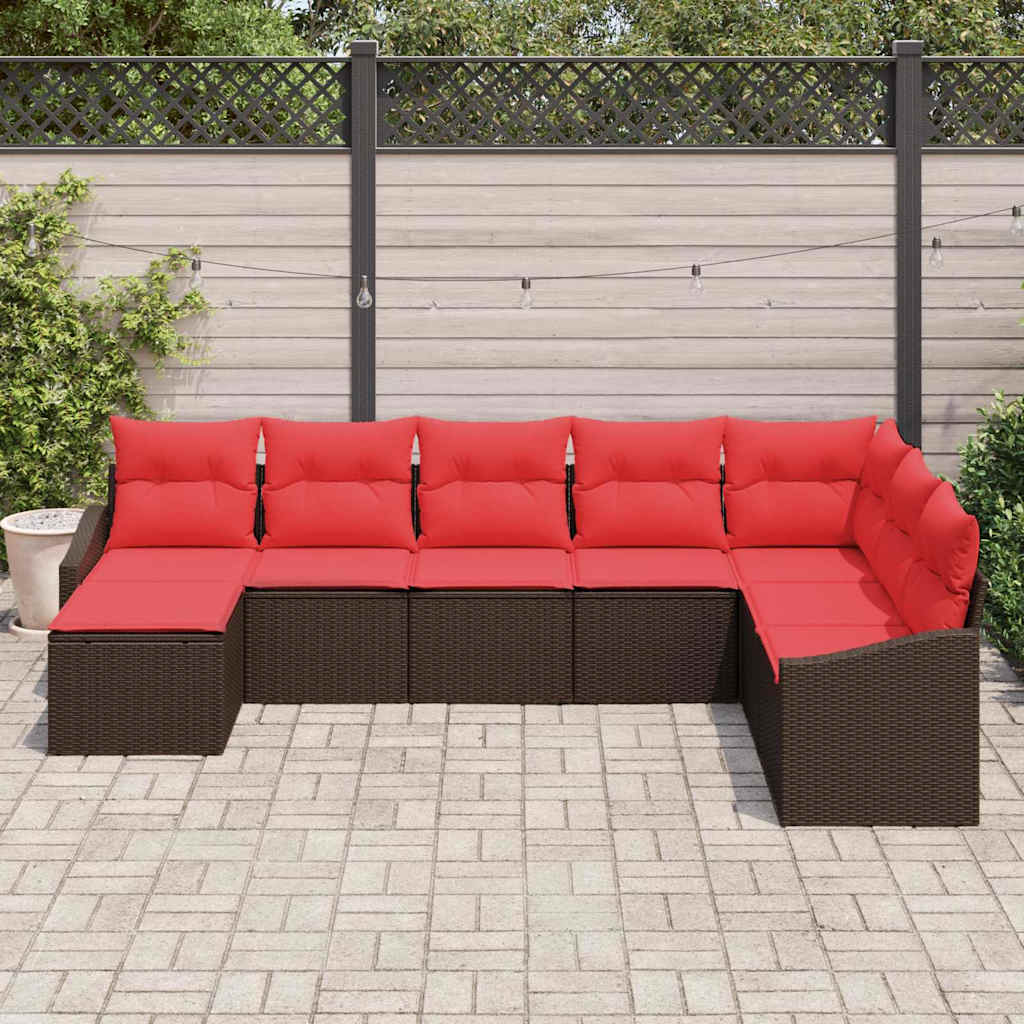 Bankstel 8 st Bruin poly rattan
