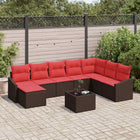Bankstel poly rattan bruin 9-delig