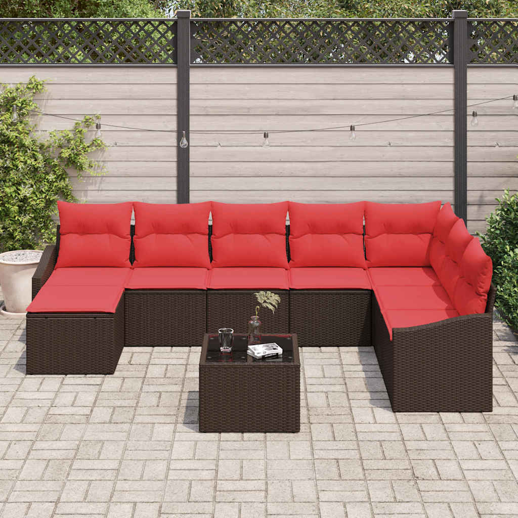 Bankstel 9 st Bruin poly rattan