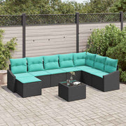 Bankstel 9-delig poly rattan zwart