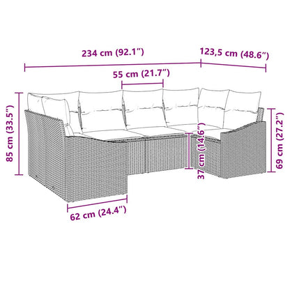 Bankstel met kussen 6 pcs Zwart poly rattan