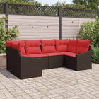 Bankstel 6 pers poly rattan bruin