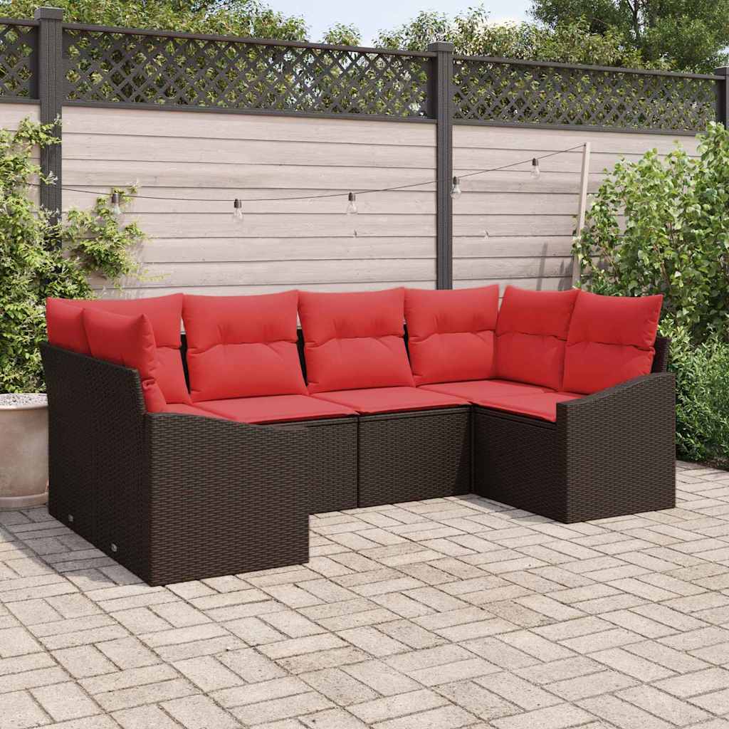 Bankstel 6 st Bruin poly rattan