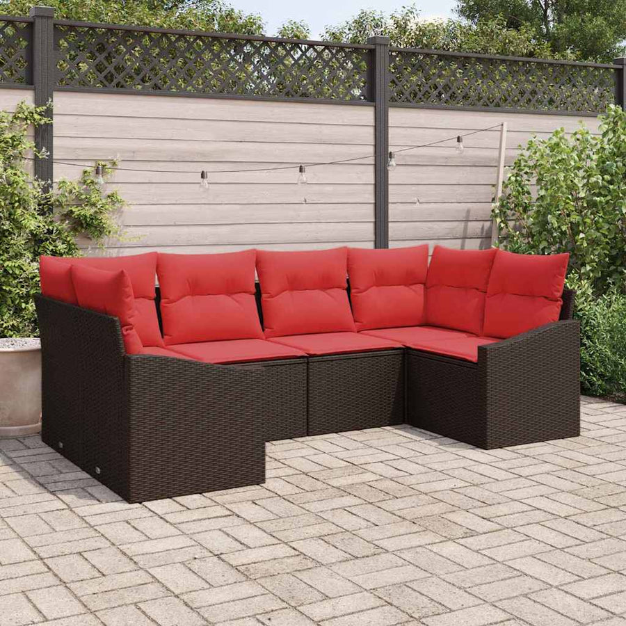 Bankstel 6 st Bruin poly rattan