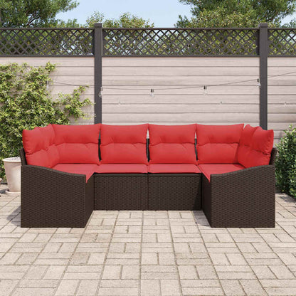 Bankstel 6 st Bruin poly rattan