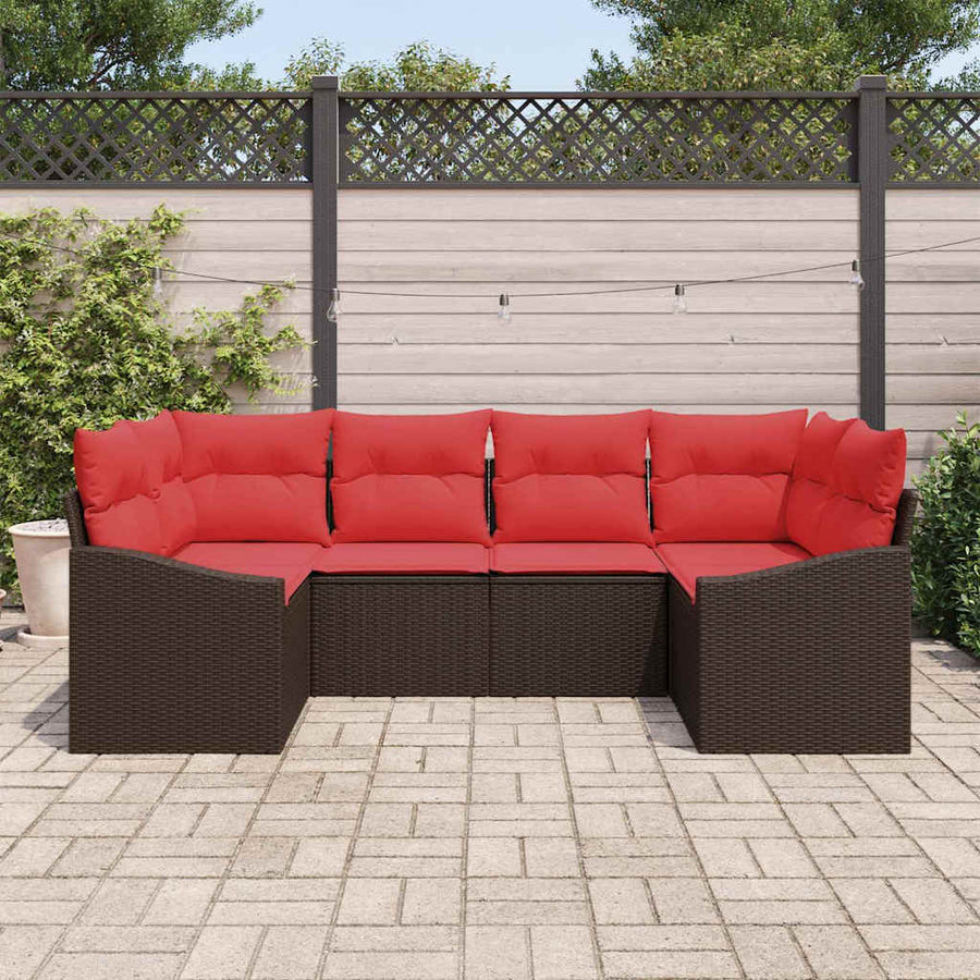 Bankstel 6 st Bruin poly rattan