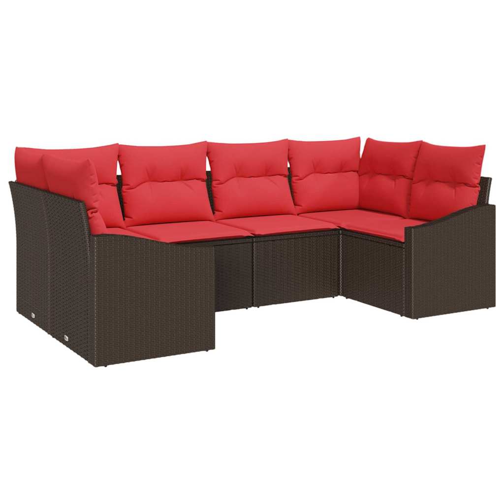 Bankstel 6 st Bruin poly rattan