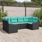 Tuinset 6 personen poly rattan zwart