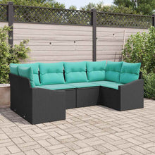Bankstel met kussen 6 pcs Zwart poly rattan
