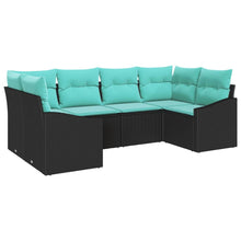 Bankstel met kussen 6 pcs Zwart poly rattan