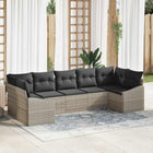 Sofa Set with Cushion 7 pcs Light Grey poly rattan