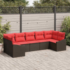 Bankstel 7 personen poly rattan bruin