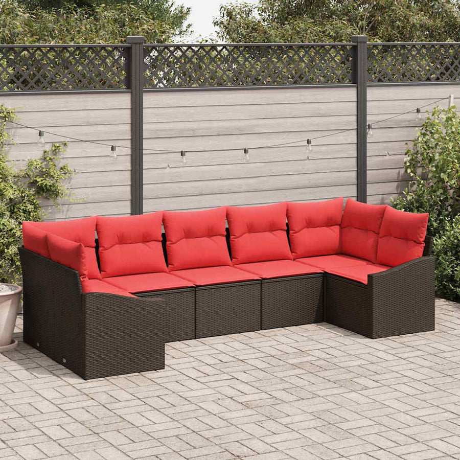 Bankstel 7 st Bruin poly rattan