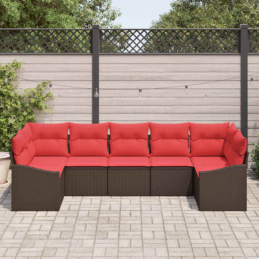 Bankstel 7 st Bruin poly rattan