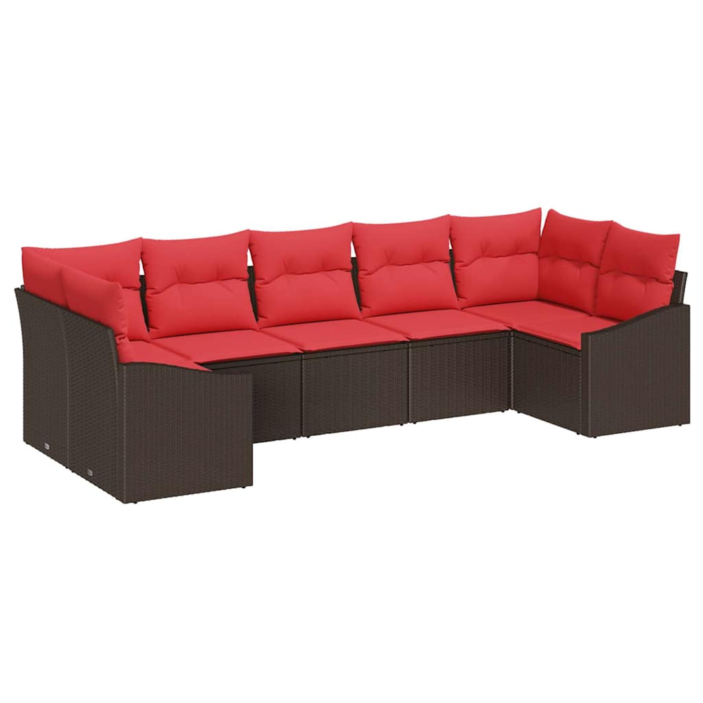 Bankstel 7 st Bruin poly rattan