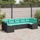 Bankstel poly rattan zwart 7 zitplaatsen