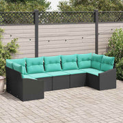 Bankstel poly rattan zwart 7 zitplaatsen