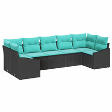 Bankstel met kussen 7 pcs Zwart poly rattan