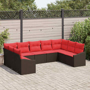 Tuinbankstel 9-zits bruin poly rattan