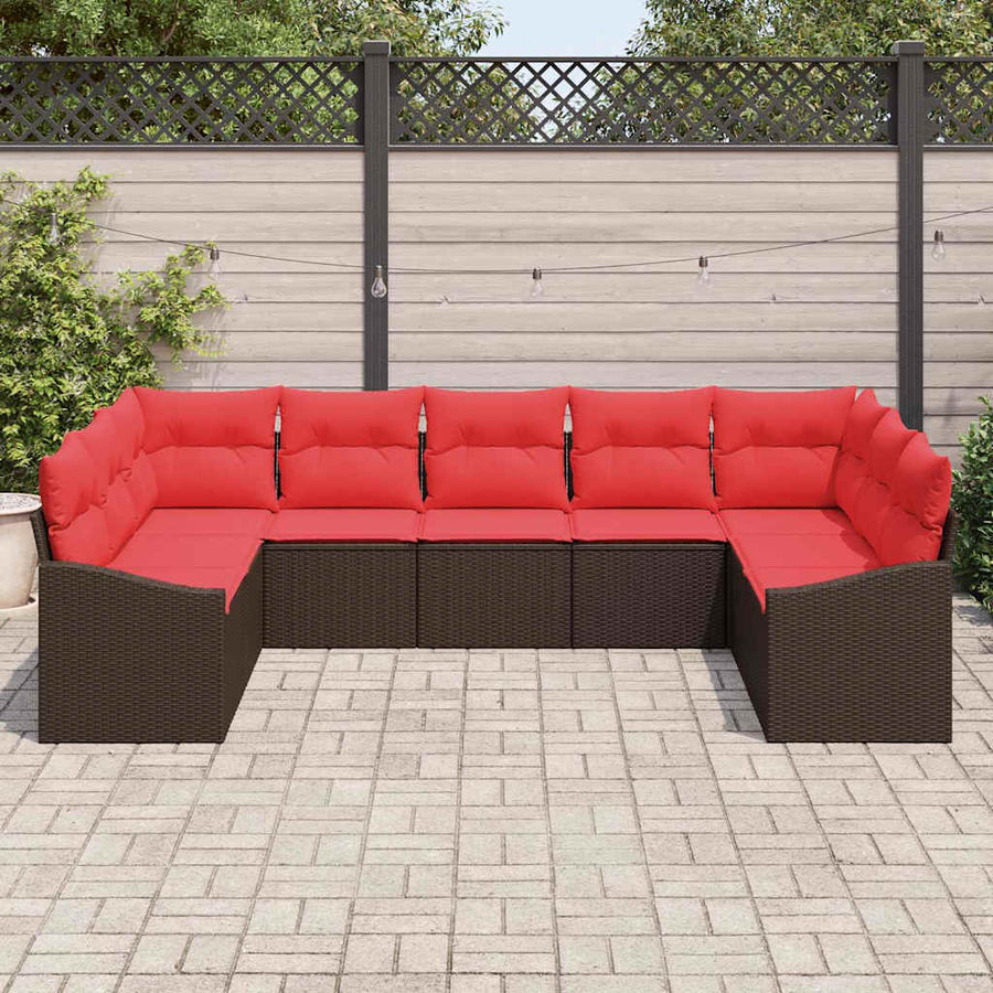 Bankstel 9 st Bruin poly rattan