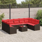Bankstel 9 zitplaatsen poly rattan bruin