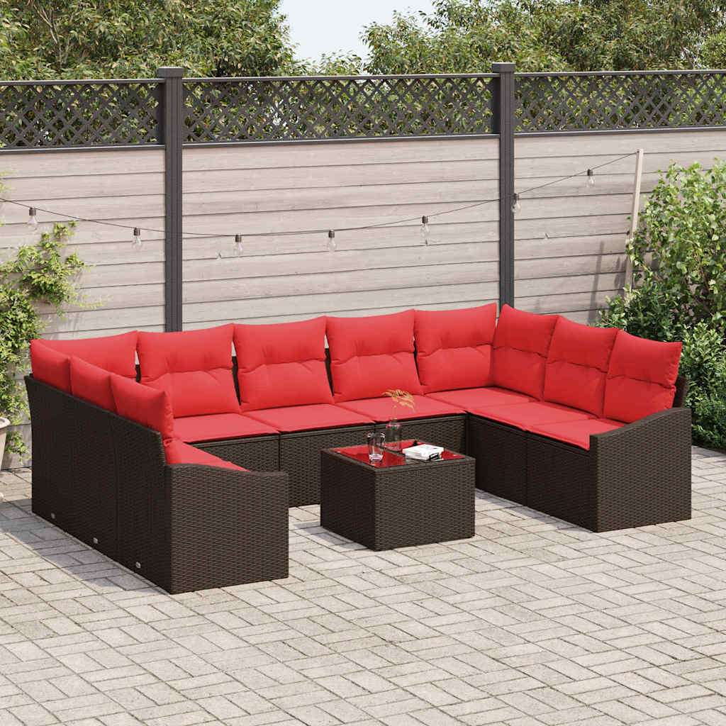 Bankstel 10 st Bruin poly rattan