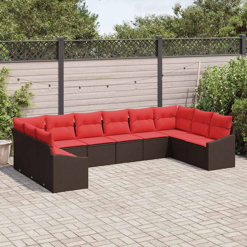 Bankstel 10 st Bruin poly rattan