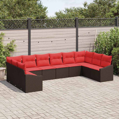 Bankstel 10 st Bruin poly rattan