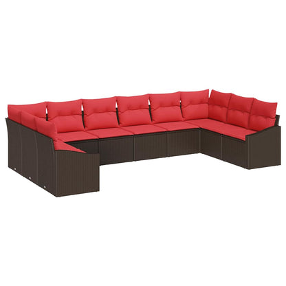 Bankstel 10 st Bruin poly rattan