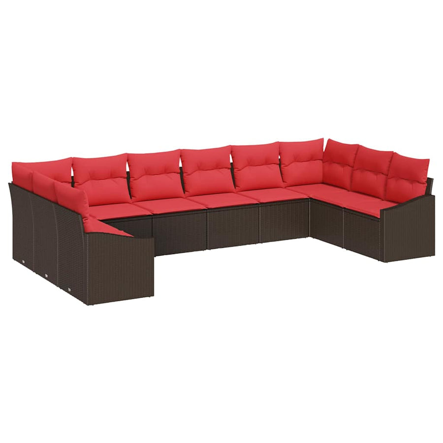 Bankstel 10 st Bruin poly rattan