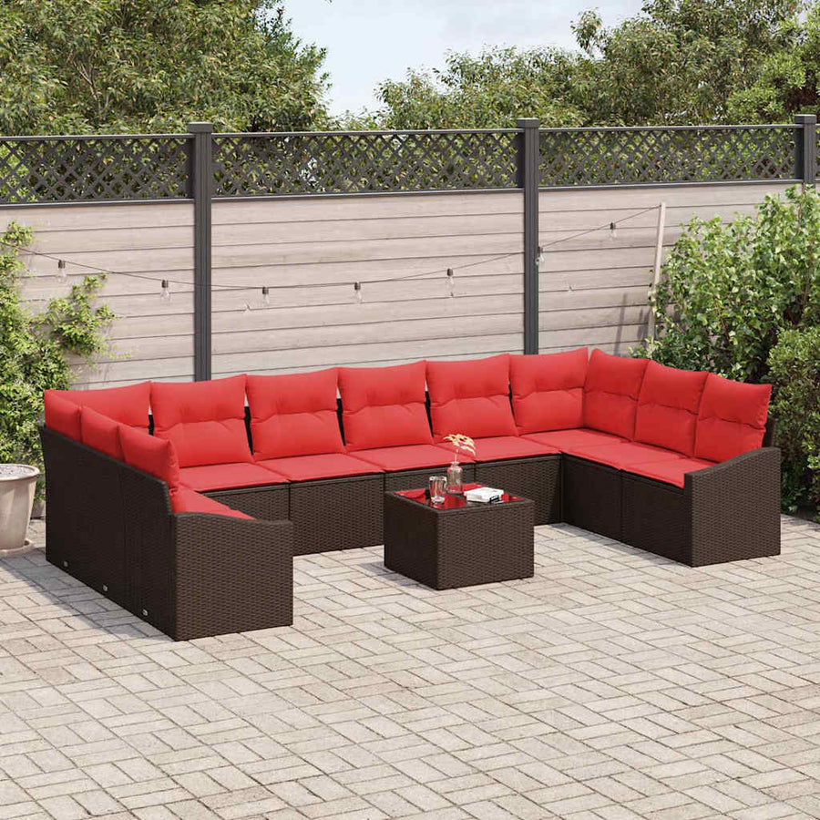 Bankstel 11 st Bruin poly rattan