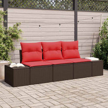 Bankstel met kussen 3 pcs Bruin poly rattan