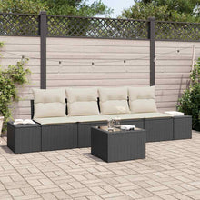 Bankstel met kussen met kussen 5 pcs Zwart en Crème poly rattan
