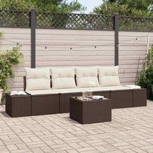 Bankstel met kussen met kussen 5 pcs Bruin en Crème poly rattan