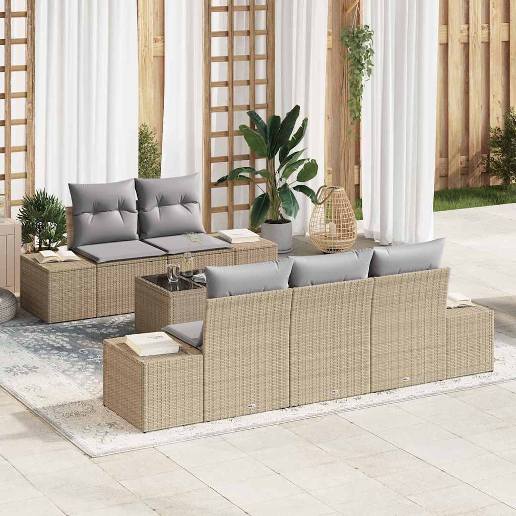 Tuin Sofa Set met kussen Beige poly rattan