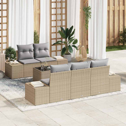 Tuin Sofa Set met kussen Beige poly rattan