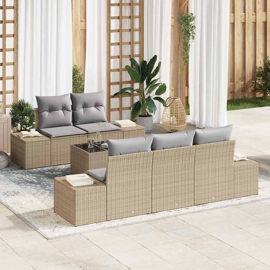 Tuin Sofa Set met kussen Beige poly rattan