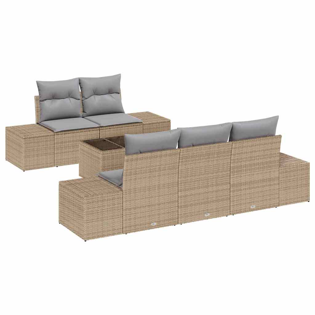 Tuin Sofa Set met kussen Beige poly rattan