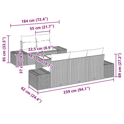 Tuin Sofa Set met kussen Beige poly rattan