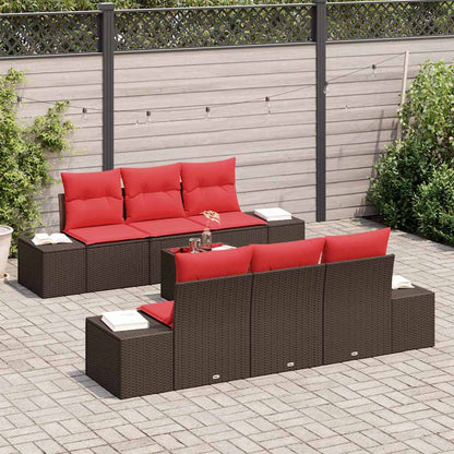 Tuin Sofa Set met kussen 7 pcs Bruin poly rattan